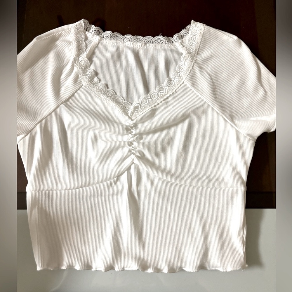 Two big girl 14 Y Ribbed Raglan Sleeve Ruffle T-Shirt - Picture 4 of 15